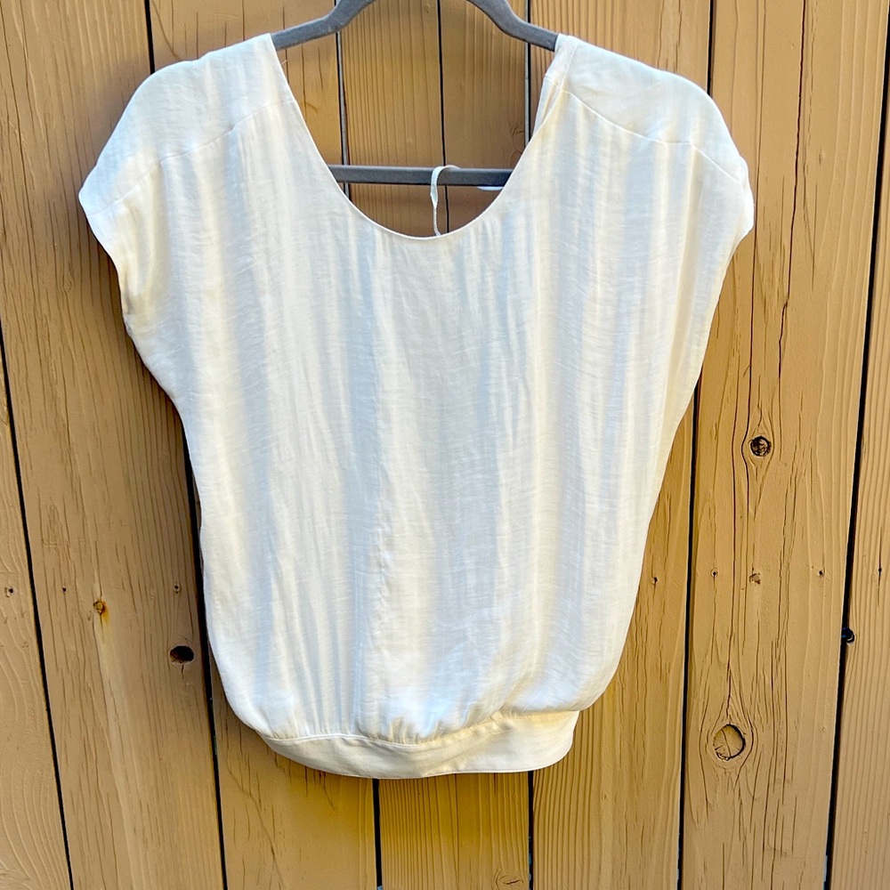 Cropped Cream Blouse with Open Back